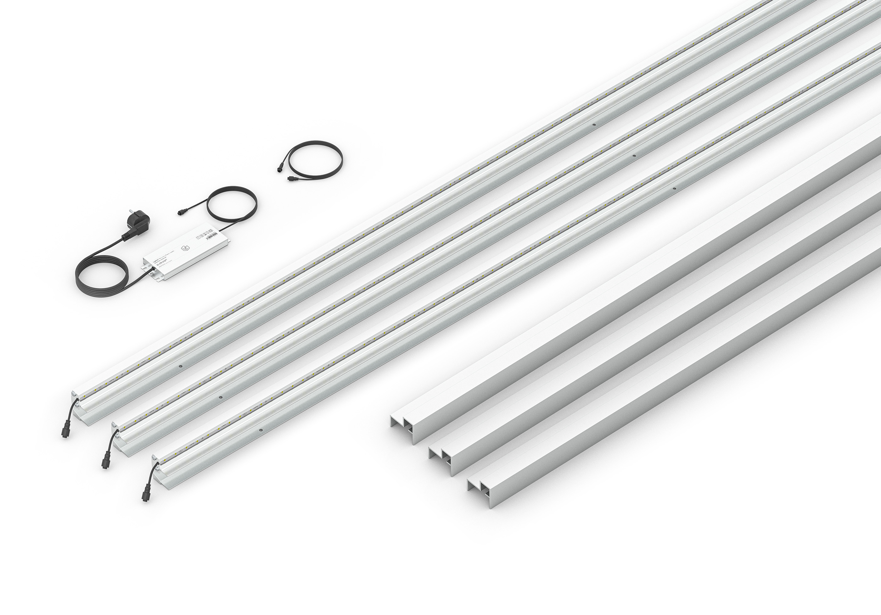 LED Prestige Leuchtleisten Starter-Set 3x 173,3 cm — silber für Holzzaun