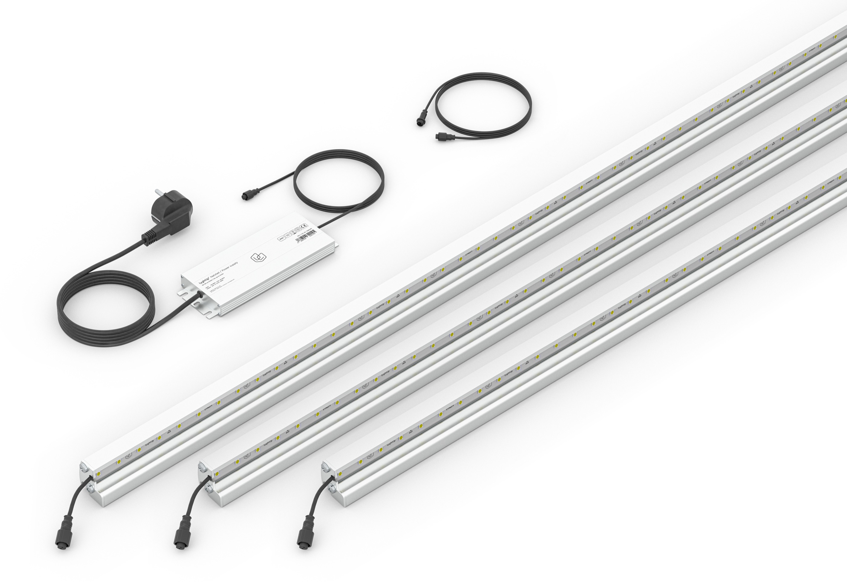 LED Prestige Leuchtleisten Starter-Set 3x 196 cm — silber für Stabmatte/Gabione