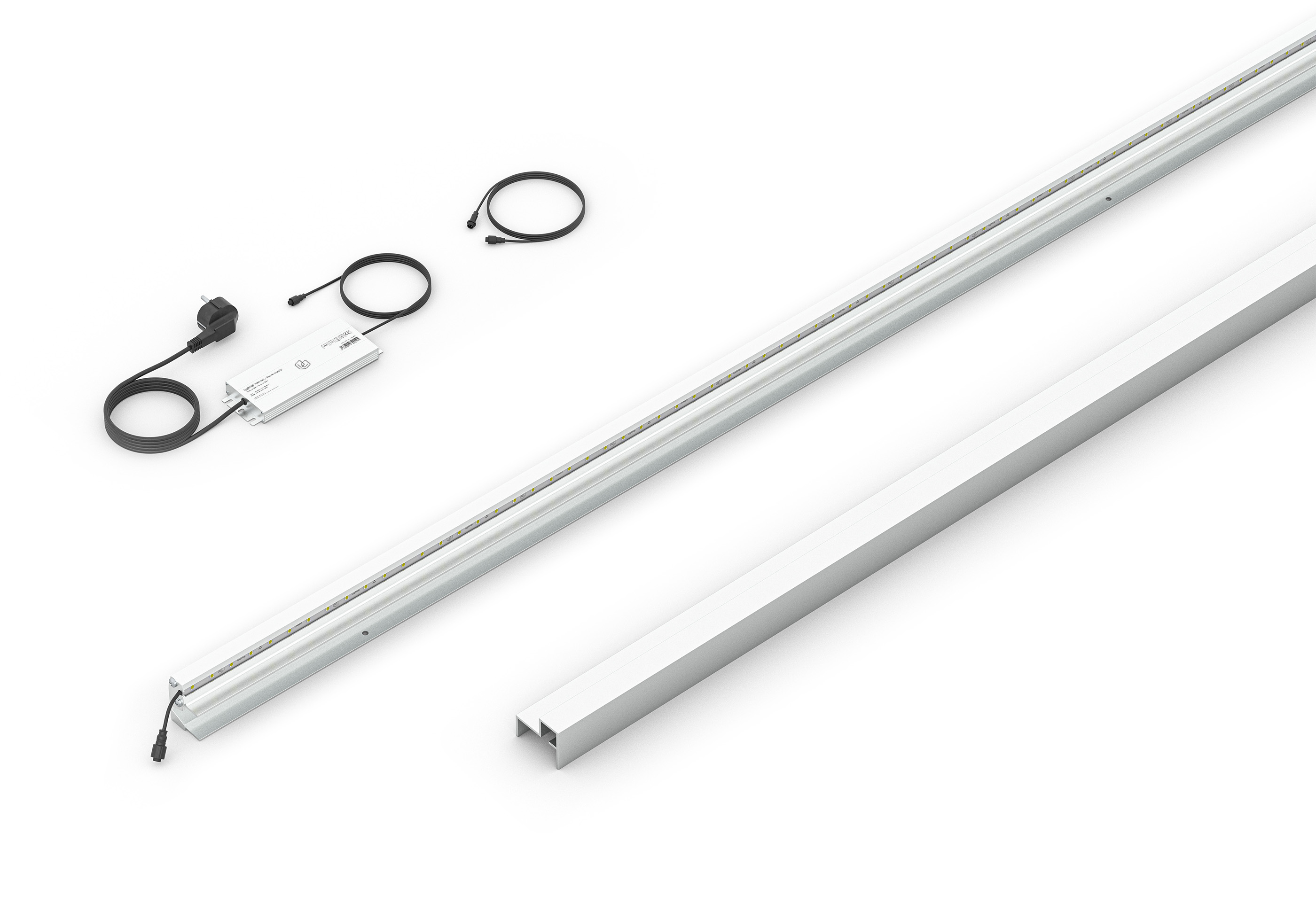 LED Prestige Leuchtleisten Starter-Set 1x 173,3 cm — silber für Holzzaun