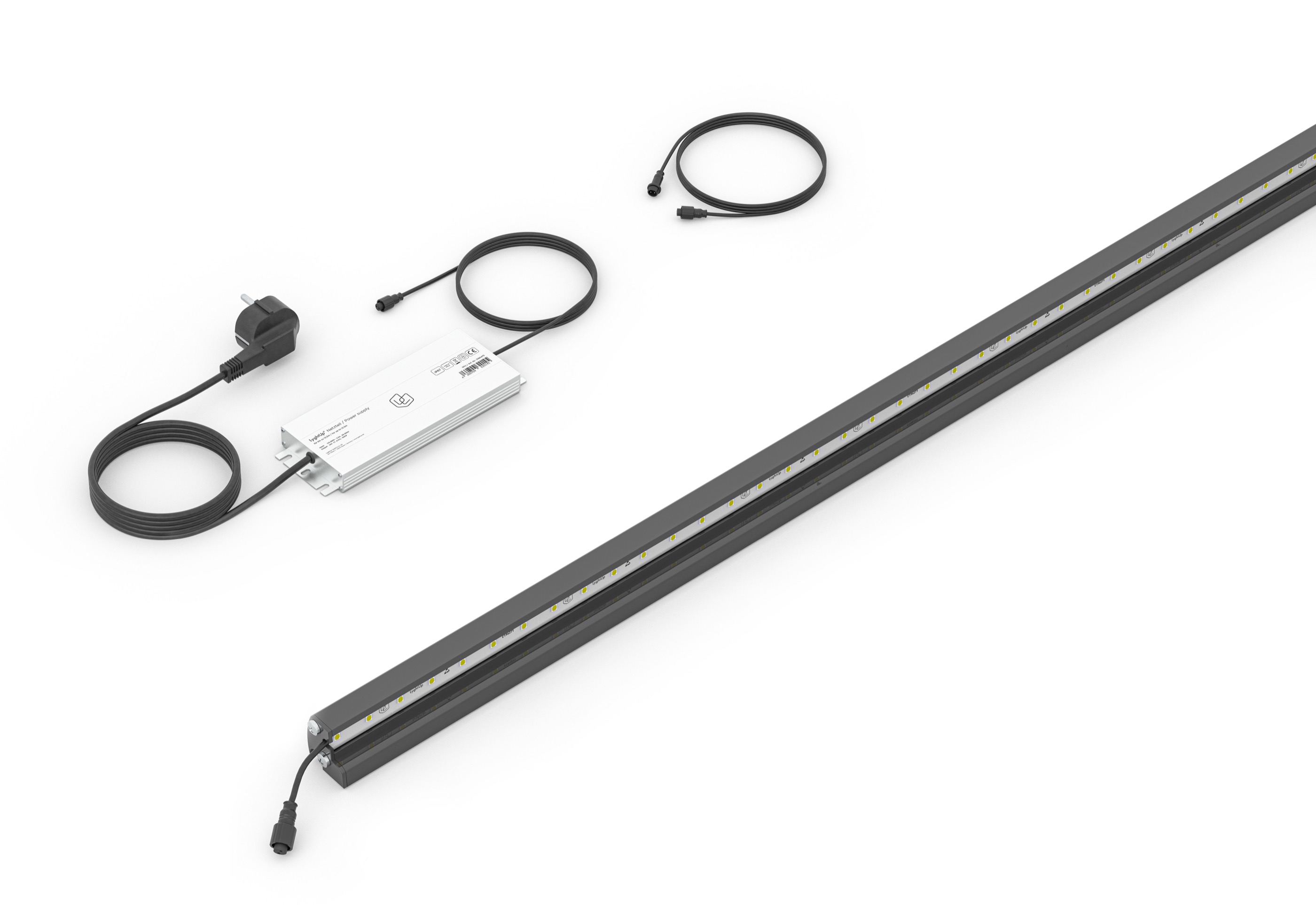 LED Prestige Leuchtleisten Starter-Set 1x 196 cm — anthrazit für Stabmatte/Gabione