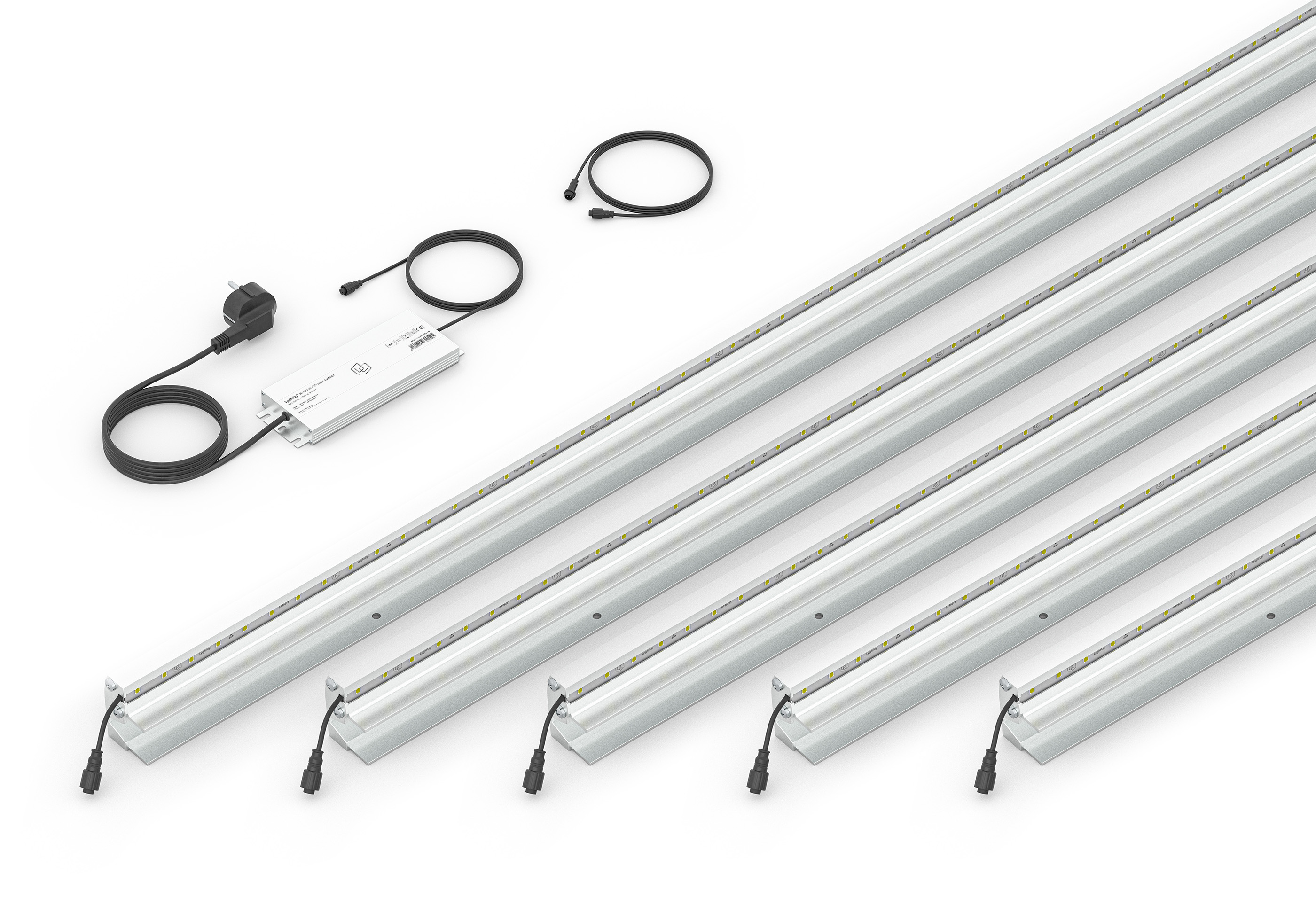 LED Prestige Leuchtleisten Starter-Set 5x 173,3 cm — silber für WPC/Alu