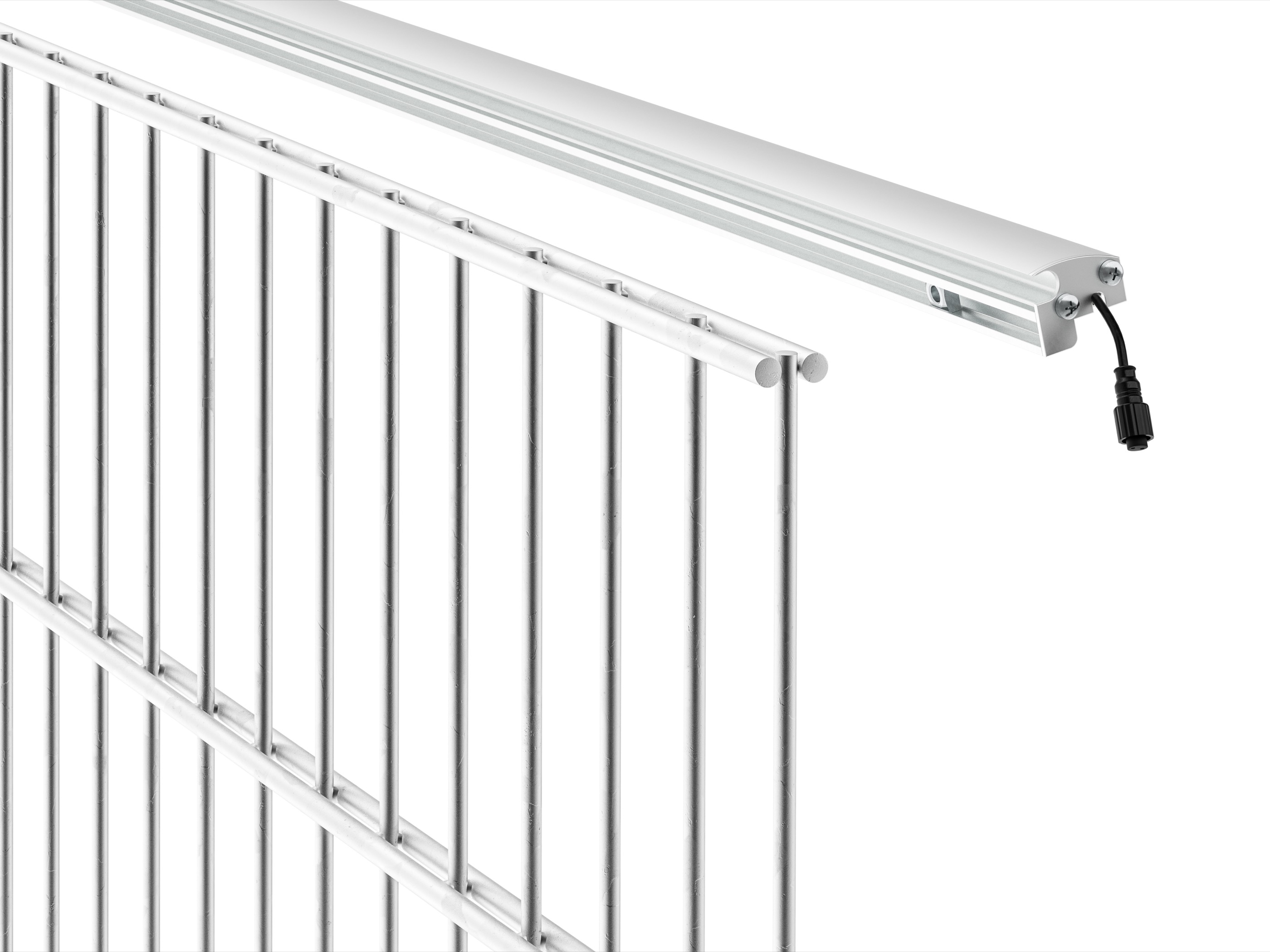 LED Prestige Leuchtleiste 246 cm — silber für Stabmatte/Gabione