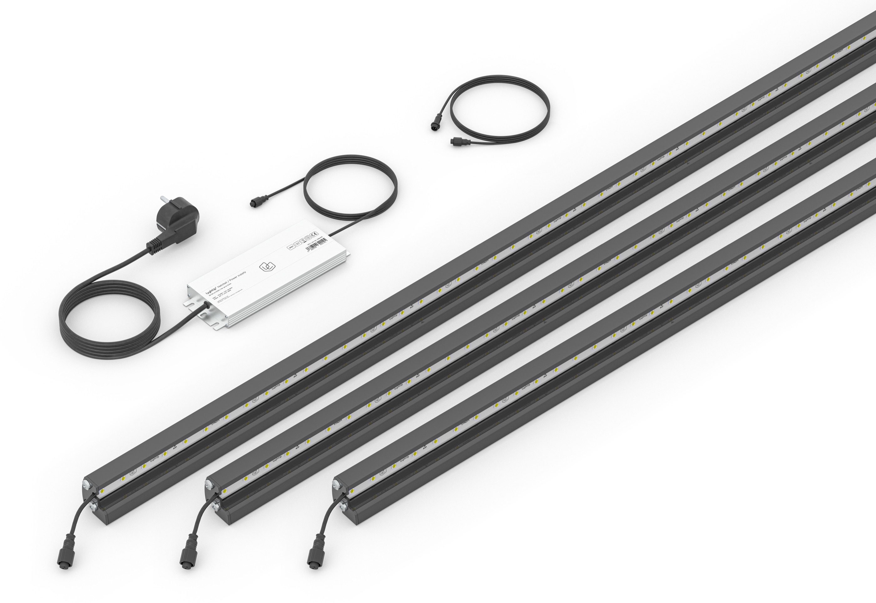 LED Prestige Leuchtleisten Starter-Set 3x 196 cm — anthrazit für Stabmatte/Gabione