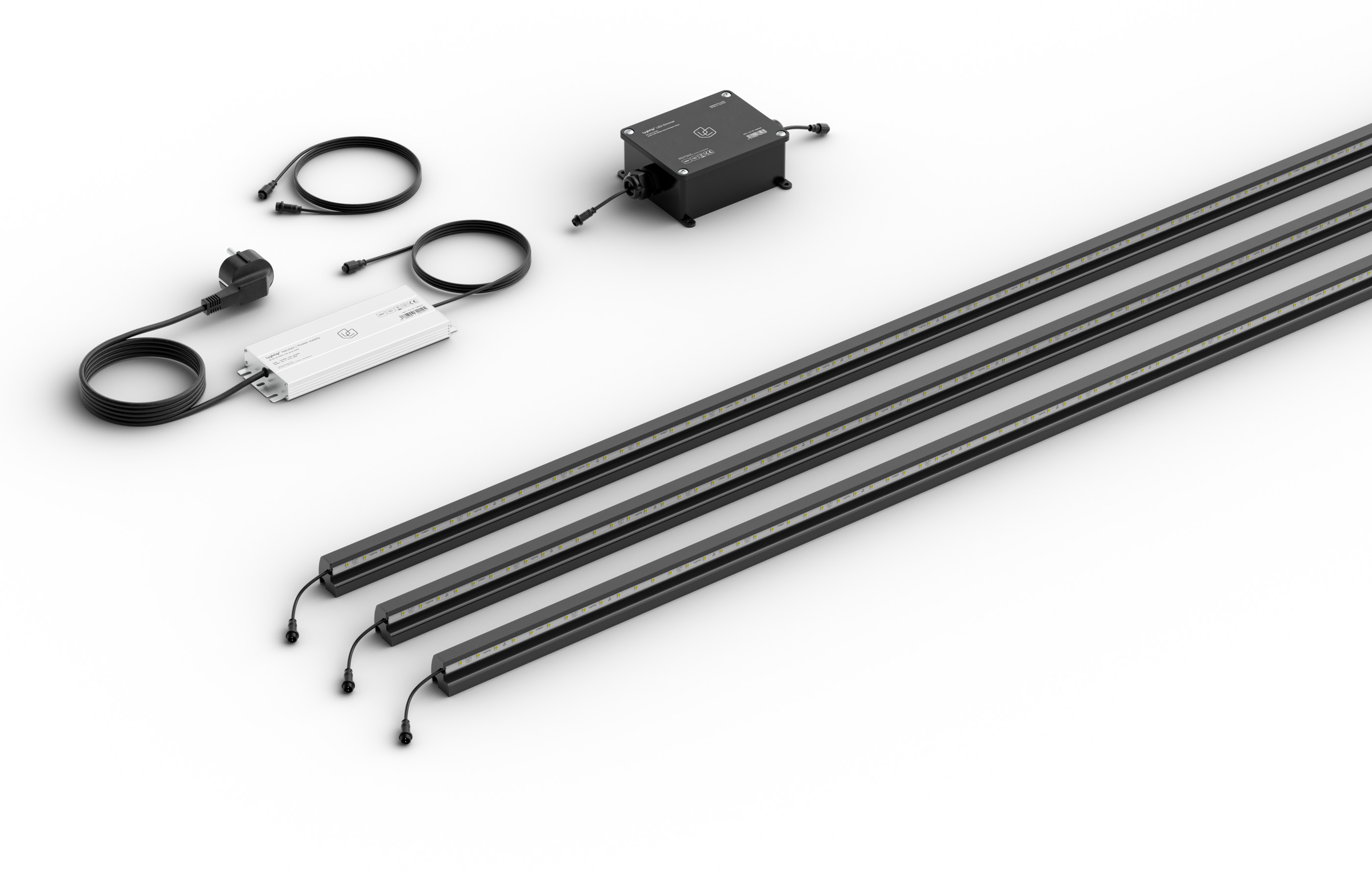 LED Leuchtleisten Starter-Set 3x 246 cm — anthrazit für Stabmatte/Gabione mit ZigBee Dimmer LED Leuchtleisten Starter-Set 3x 246 cm — anthrazit für Stabmatte/Gabione mit ZigBee Dimmer